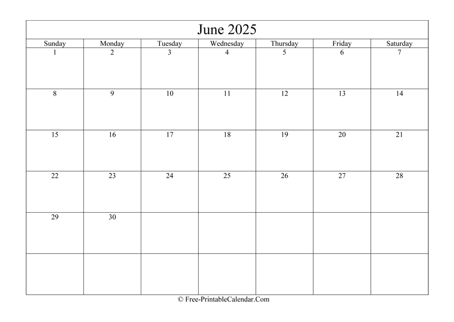 June 2025 Calendar Printable with Holidays
