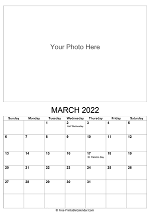 march 2022 photo calendar