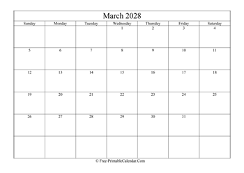 march 2028 calendar printable with holidays