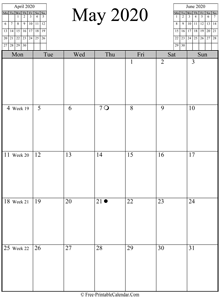 may 2020 calendar vertical