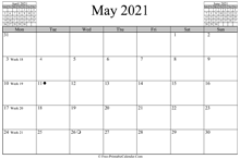 May 2021 Calendar (horizontal)