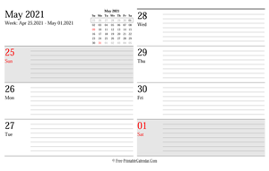 may 2021 weekly calendar planner landscape layout
