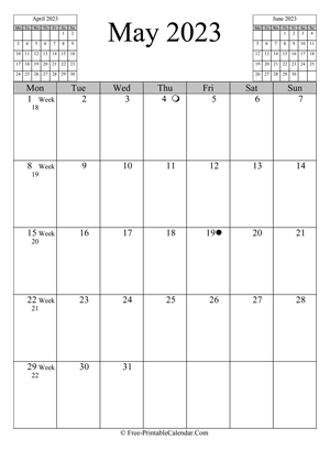 may 2023 calendar vertical
