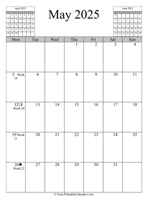 may 2025 calendar vertical