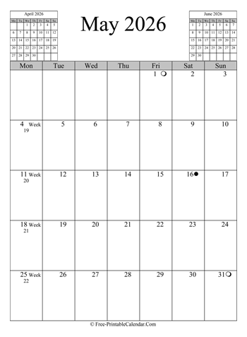 may 2026 calendar vertical