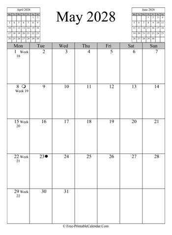 may 2028 calendar vertical