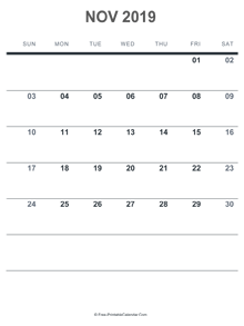november 2019 printable calendar
