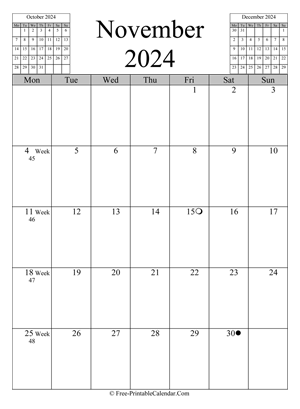 november 2024 calendar vertical
