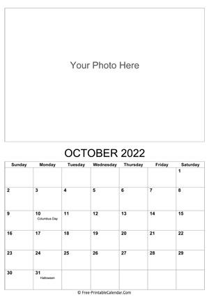 october 2022 photo calendar