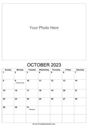 october 2023 photo calendar
