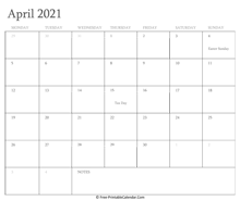 printable april calendar 2021 holidays