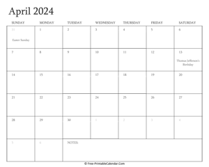 printable april calendar 2024