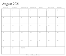 printable august calendar 2021 holidays