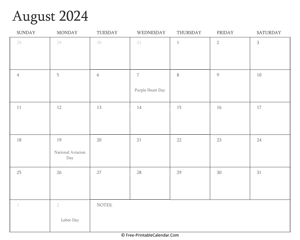 printable august calendar 2024