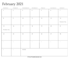 printable february calendar 2021