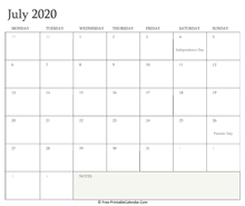 printable july calendar 2020