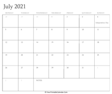 printable july calendar 2021 holidays