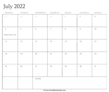 printable july calendar 2022 holidays