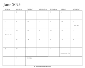 printable june calendar 2025 holidays
