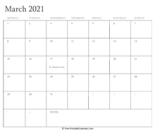 printable march calendar 2021 holidays
