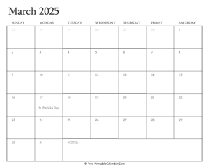 printable march calendar 2025