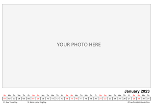 printable monthly photo calendar january 2023