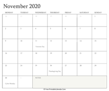 printable november calendar 2020