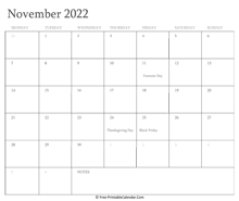 printable november calendar 2022