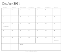 printable october calendar 2021 holidays