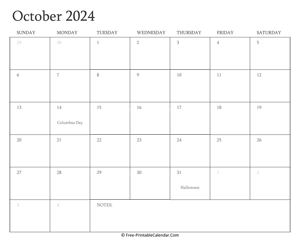 printable october calendar 2024