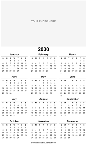 printable yearly photo calendar 2030