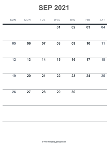 september 2021 printable calendar