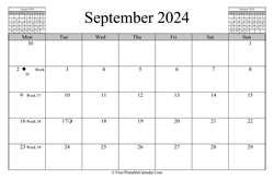 September 2024 Calendar (horizontal)