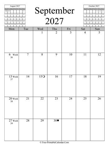 september 2027 calendar vertical